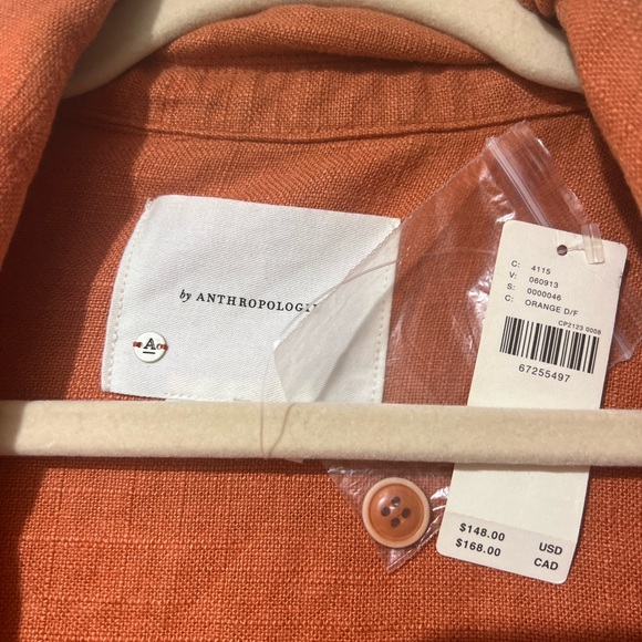 Anthropologie NWT Linen dark orange 🍊 blazer sz small - Picture 5 of 5